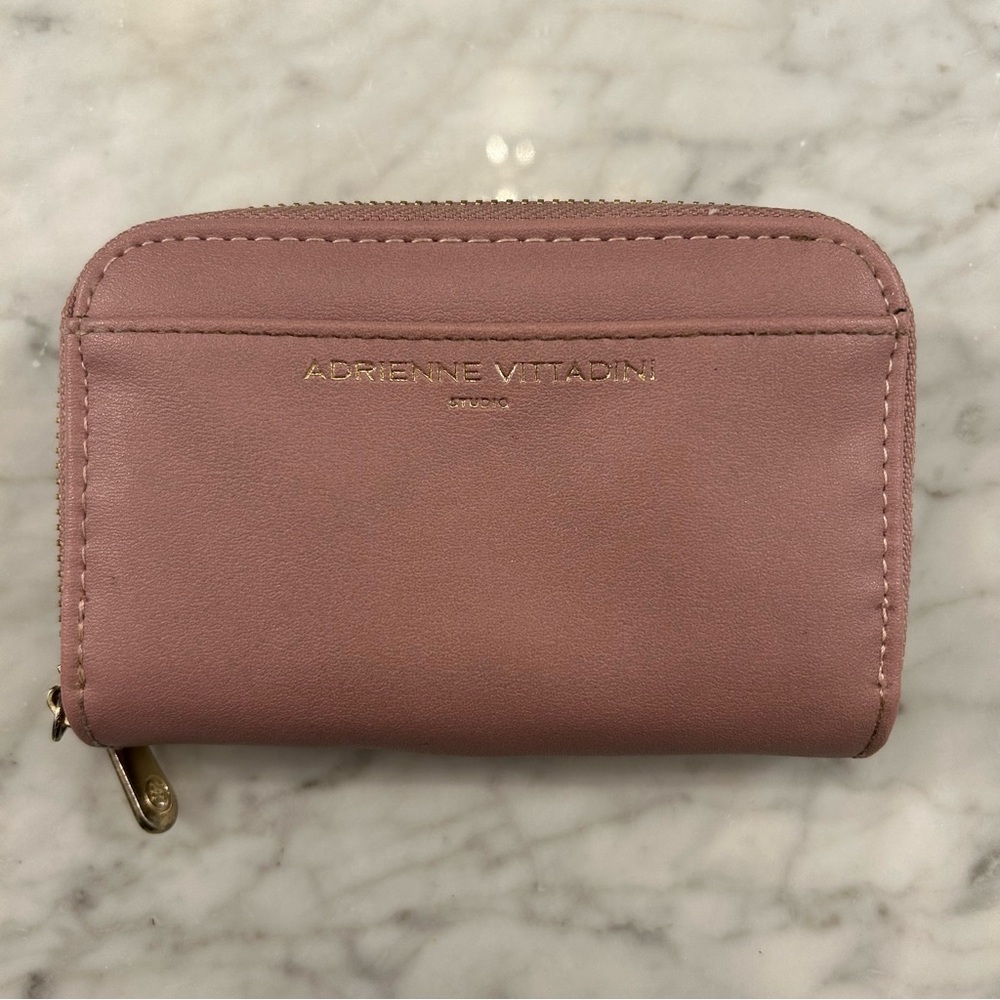 Adrienne Vittadini Dual Zip Around Small Pink Wallet